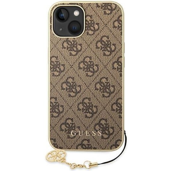 GUESS Θήκη για iPhone 14, 4G Charms Collection Hardcase, καφέ