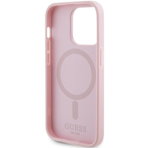 GUESS Θήκη για iPhone 15 Pro Max, Saffiano MagSafe, ροζ