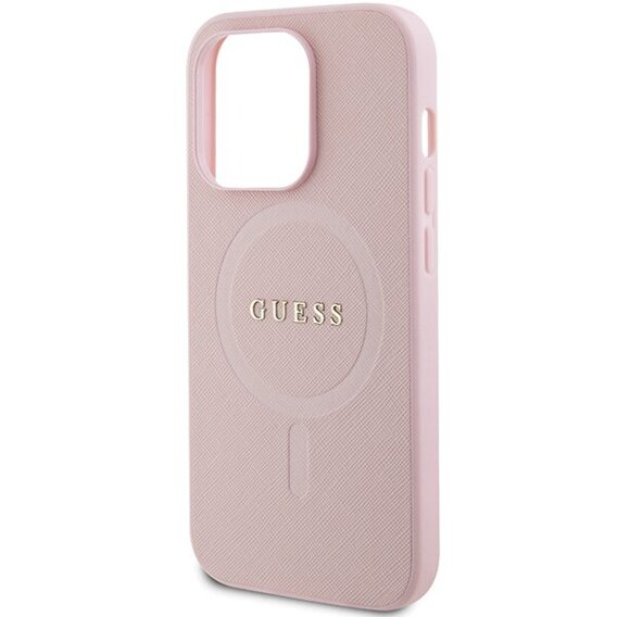 GUESS Θήκη για iPhone 15 Pro Max, Saffiano MagSafe, ροζ