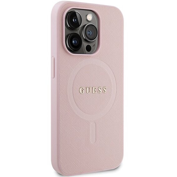 GUESS Θήκη για iPhone 15 Pro Max, Saffiano MagSafe, ροζ