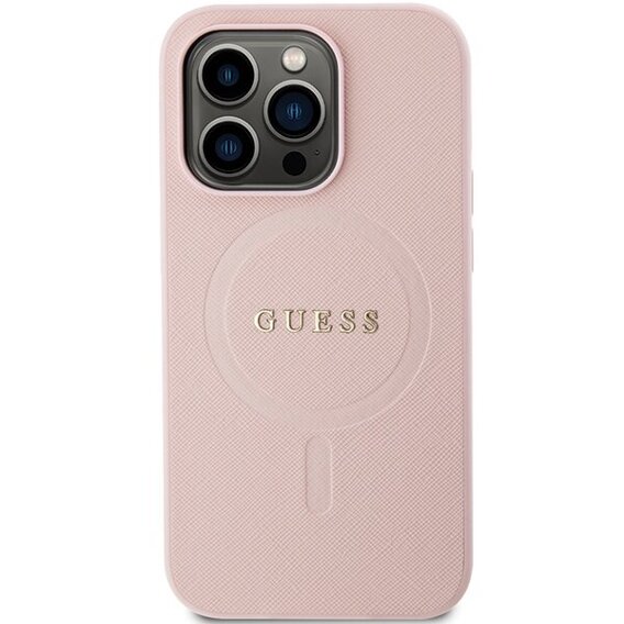 GUESS Θήκη για iPhone 15 Pro Max, Saffiano MagSafe, ροζ