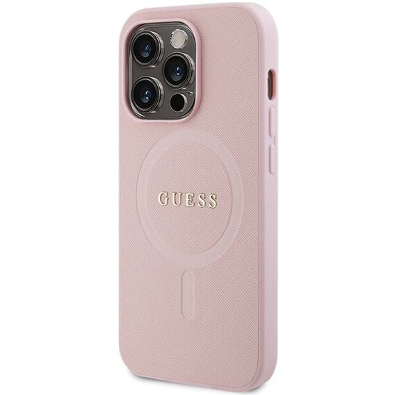 GUESS Θήκη για iPhone 15 Pro Max, Saffiano MagSafe, ροζ