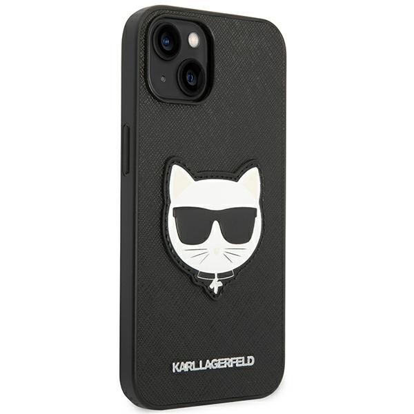 Karl Lagerfeld Θήκη για iPhone 14 Plus, Saffiano Choupette Head Patch, μαύρη