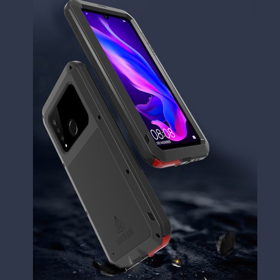 Love Mei Θήκη για Huawei P30 Lite/ Nova 4e, armored with glass, μαύρη