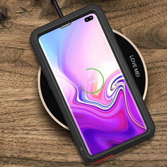 Love Mei Θήκη για Samsung Galaxy S10 Plus, armored with glass, μαύρη