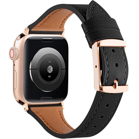 Pasek Skórzany do Apple Watch 1/2/3/4/5/6/7/8/SE 38/40/41mm, Czarny