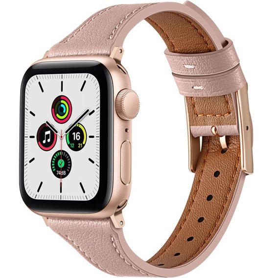 Pasek Skórzany do Apple Watch 1/2/3/4/5/6/7/8/SE 38/40/41mm, Jasnoróżowy