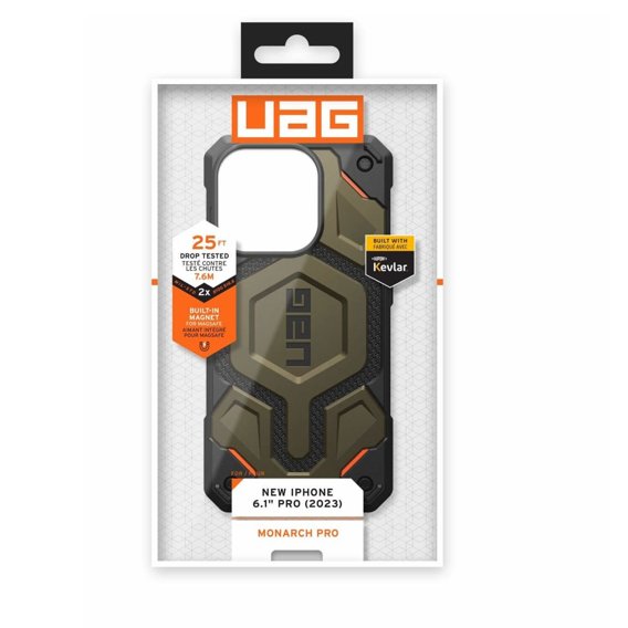 Urban Armor Gear Θήκη για iPhone 15 Pro, Monarch Pro Kevlar MagSafe, πράσινη