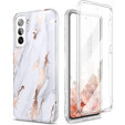 Θήκη για Samsung Galaxy S21 FE, Suritch Full Body Marble, λευκή