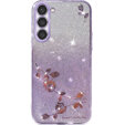 Θήκη για Samsung Galaxy S23+ Plus, Glitter Flower, μωβ