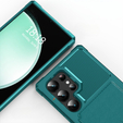 Θήκη για Samsung Galaxy S24 Ultra, Card Holder Kickstand, πράσινη