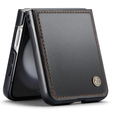 Θήκη για Samsung Galaxy Z Flip6 5G, CASEME Litchi Leather, μαύρη