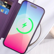 Θήκη για iPhone 11, FlipMag Ασφαλές πορτοφόλι με πτερύγιο RFID, για MagSafe, μωβ