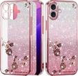 Θήκη για iPhone 16, Glitter Flower, ροζ rose gold