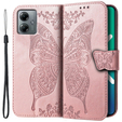 Θήκη με πτερύγιο για Motorola Moto G14, Butterfly, ροζ rose gold