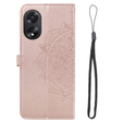 Θήκη με πτερύγιο για Oppo A58 4G, Mandala, ροζ rose gold