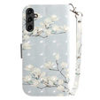 Θήκη με πτερύγιο για Samsung Galaxy A14 4G/5G, Wallet, flowers magnolia, λευκή