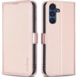 Θήκη με πτερύγιο για Samsung Galaxy A15, BINFEN Wallet, ροζ rose gold + γυαλί 9H 