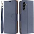 Θήκη με πτερύγιο για Samsung Galaxy A15, Wallet Litchi Leather, μπλε + γυαλί 9H 