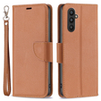 Θήκη με πτερύγιο για Samsung Galaxy A25 5G, Wallet Litchi Leather, καφέ + γυαλί 9H 