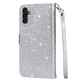 Θήκη με πτερύγιο για Samsung Galaxy A35 5G, Wallet Zipper Pocket Glittery, ασημένια