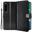 Θήκη με πτερύγιο για Sony Xperia 1 IV, Crazy Horse Wallet, μαύρη