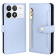 Θήκη με πτερύγιο για Xiaomi Poco F6 Pro, Wallet Zipper Pocket, μπλε