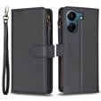 Θήκη με πτερύγιο για Xiaomi Redmi 13C / Poco C65, Wallet Zipper Pocket, μαύρη