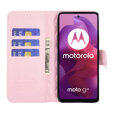 θήκη πτερύγιο για Motorola Moto G24 / G24 Power / G04, Rhombus Crossbody Leather, ροζ rose gold