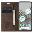 θήκη CASEME για Google Pixel 7 Pro, Leather Wallet Case, καφέ