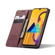 θήκη CASEME για Samsung Galaxy M21, Leather Wallet Case, μπορντό