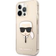 Karl Lagerfeld Θήκη για iPhone 13 Pro, Glitter Karl`s Head, ροζ rose gold