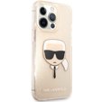 Karl Lagerfeld Θήκη για iPhone 13 Pro, Glitter Karl`s Head, ροζ rose gold