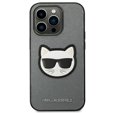 Karl Lagerfeld Θήκη για iPhone 14 Pro Max, Saffiano Choupette Head Patch, ασημένια