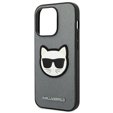 Karl Lagerfeld Θήκη για iPhone 14 Pro Max, Saffiano Choupette Head Patch, ασημένια