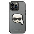 Karl Lagerfeld Θήκη για iPhone 14 Pro Max, Saffiano Karl's Head Patch, ασημένια