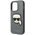 Karl Lagerfeld Θήκη για iPhone 14 Pro Max, Saffiano Karl's Head Patch, ασημένια