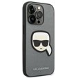 Karl Lagerfeld Θήκη για iPhone 14 Pro Max, Saffiano Karl's Head Patch, ασημένια