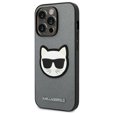 Karl Lagerfeld Θήκη για iPhone 14 Pro, Saffiano Choupette Head Patch, ασημένια