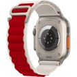 Pasek nylonowy do Apple Watch 1/2/3/4/5/6/7/8/SE/ULTRA 42/44/45/49 MM, Beżowy / Czerwony