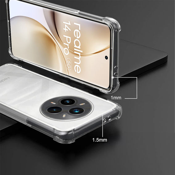 Θήκη για Realme 14 Pro 5G, Dropproof, διαφανής