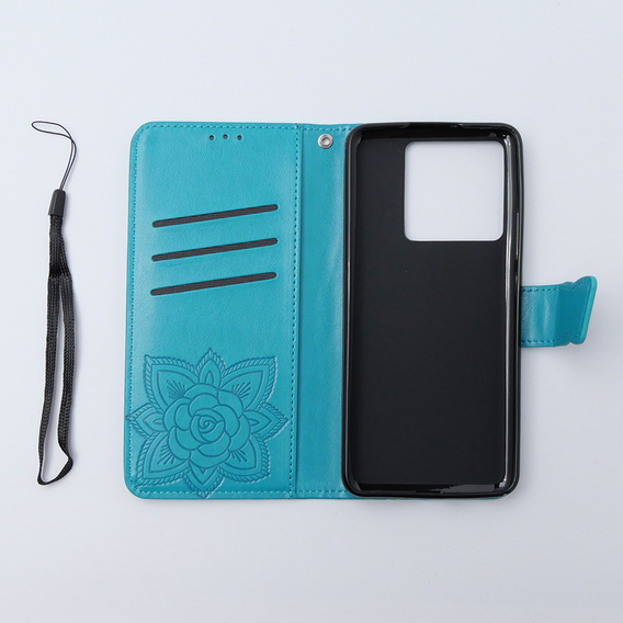 Θήκη με πτερύγιο για Xiaomi 13T / 13T Pro, Butterfly, μπλε