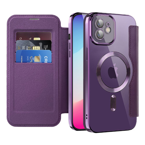 Θήκη με πτερύγιο για iPhone 11, RFID Wallet MagSafe CamShield, μωβ