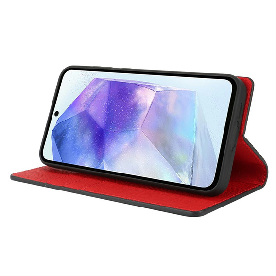 Θήκη με πτερύγιο για Samsung Galaxy S25, Litchi Skin Grain, μαύρη