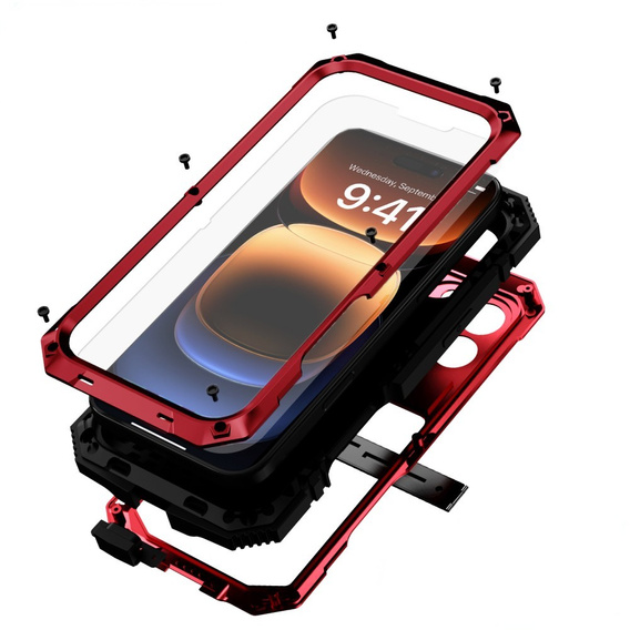 Θωρακισμένη θήκη για iPhone 16 Pro, R-JUST, κόκκινη