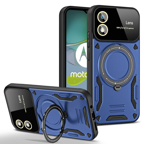 Θωρακισμένη θήκη για Motorola Moto G24 / G24 Power / G04, Magnetic Ring, μπλε