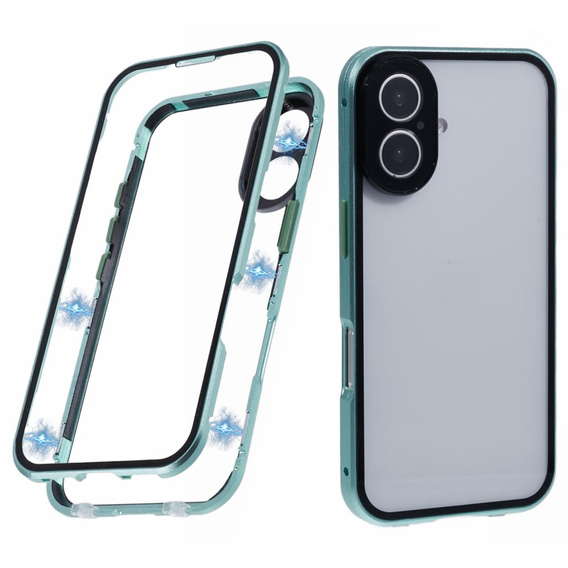 θήκη για το iPhone 16, Magnetic Dual Glass, πράσινη