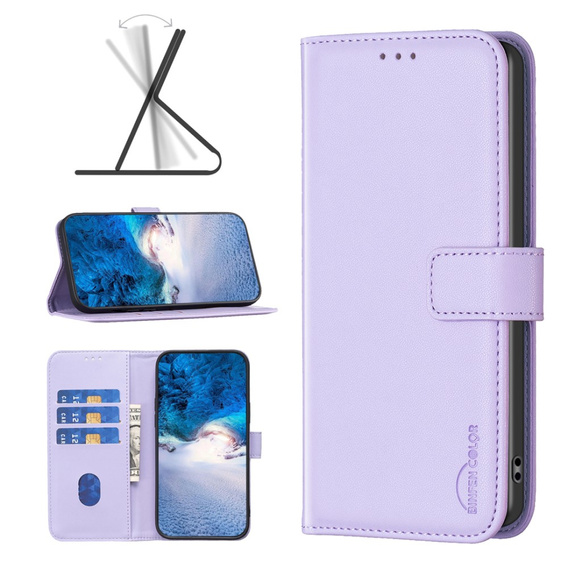θήκη με πτερύγιο για Xiaomi Redmi Note 13 Pro 4G, BINFEN Wallet, μωβ