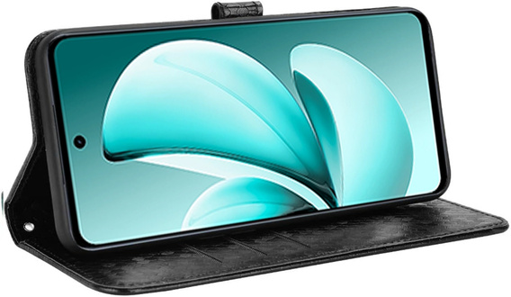 θήκη πτερύγιο για Realme C71, Wallet Rhombus, μαύρη