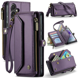 θήκη CASEME για Samsung Galaxy A55 5G, RFID Leather Wallet, με λουράκι ώμου, μωβ
